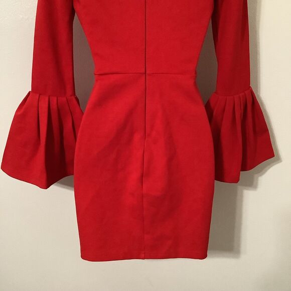 Lulus Double Flair Sleeve Bodycon Holiday Party New Years Statement Red Dress XS - Picture 8 of 11